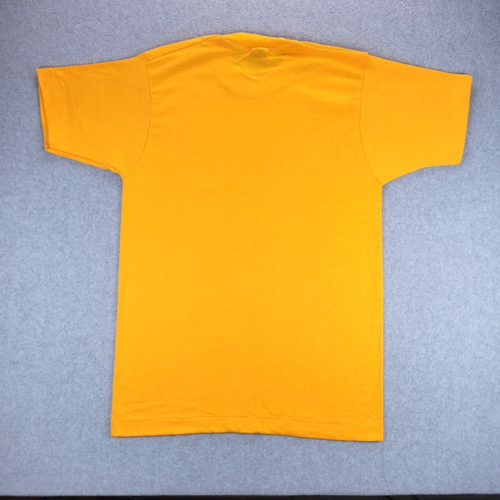 Screen Stars T-Shirt Men Large Yellow Vintage 80s Single Stitch Blank USA Made - Picture 5 of 6